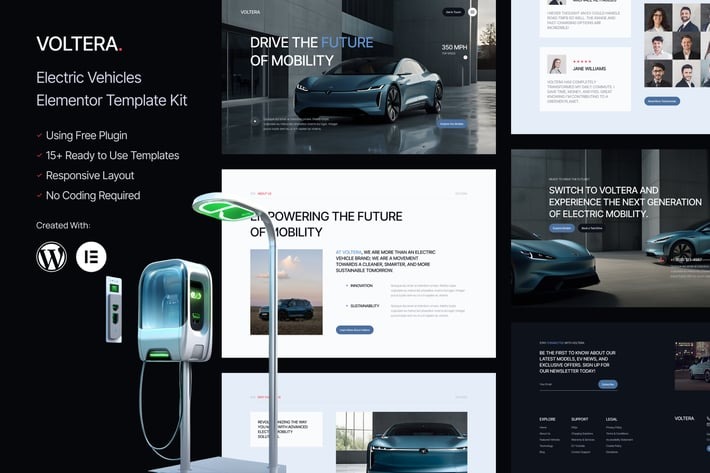Voltera 1.0 – Electric Vehicles Elementor Template Kit