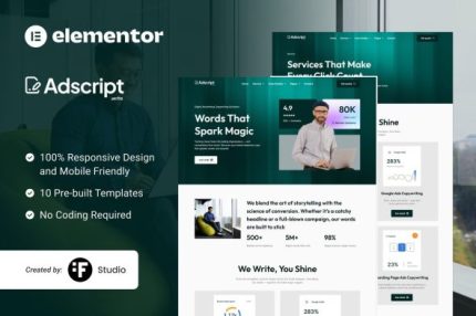 Adscript - Digital Copywriting & Advertising Elementor Template Kit