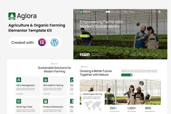 Aglora  – Agriculture & Organic Farming Elementor Template Kit