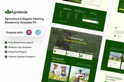 Agroverde - Agriculture & Organic Farming Elemenntor Template Kits
