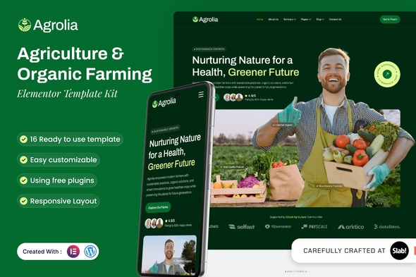 Agrolia  – Agriculture & Organic Farming Elementor Template Kit