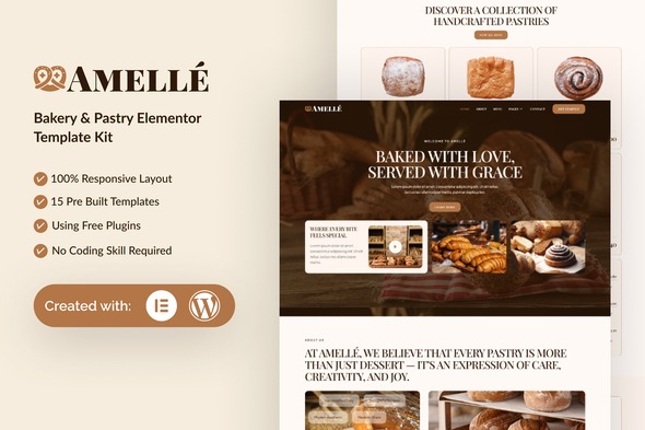 Amelle  – Bakery & Pastry Elementor Template Kit