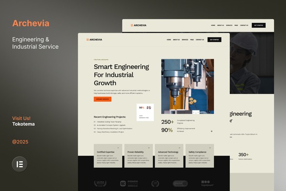 Archevia  – Engineering & Industrial Service Website Elementor Kit