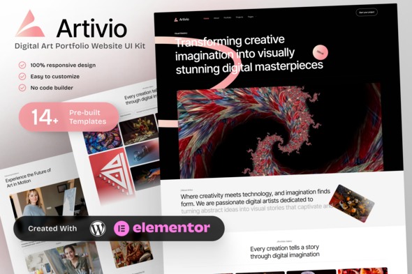 Artivio  – Digital Art Portfolio Elementor Template Kit