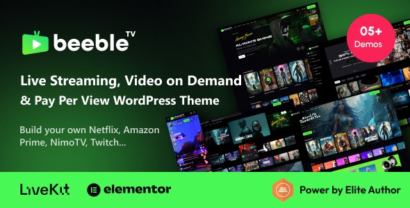 Beeble 1.0.1 – Live Streaming, Video on Demand & Pay Per View WordPress Theme