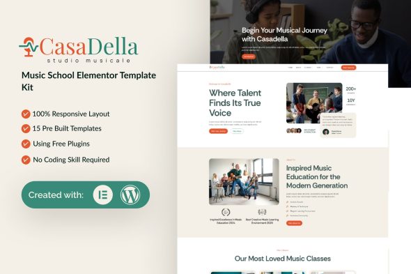 CasaDella  – Music School Elementor Template Kit
