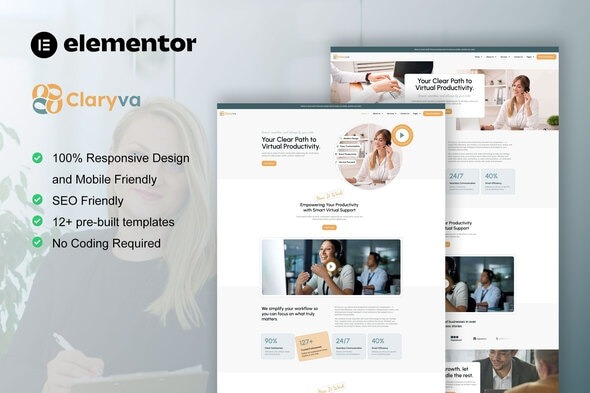 Claryva  – Virtual Assistant Elementor Template Kit