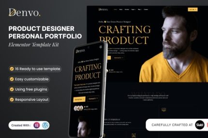 Denvo - Product Designer Personal Portfolio Elementor Template Kit