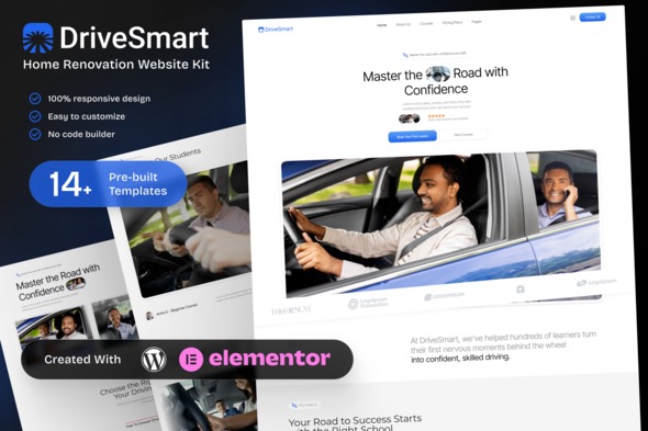 DriveSmart  – Driving School Website Elementor Template Kit