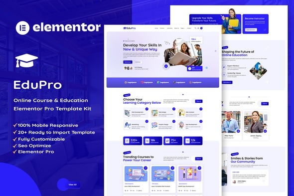 Edupro  – Online Course & Education Elementor Pro Template Kit