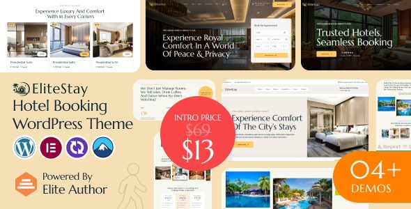 EliteStay 1.0.1 – Hotel Booking WordPress Theme