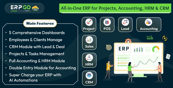 ERPGo SaaS 7.9 – All In One Business ERP With Project, Account, HRM, CRM & POS