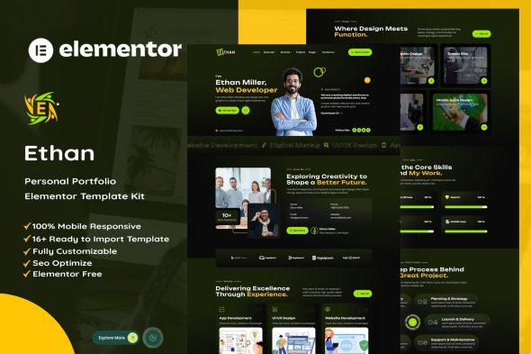 Ethan  – Personal Portfolio Elementor Template Kit