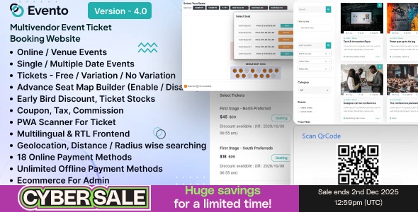 Evento 4.0 – Multivendor Event Ticket Booking Website