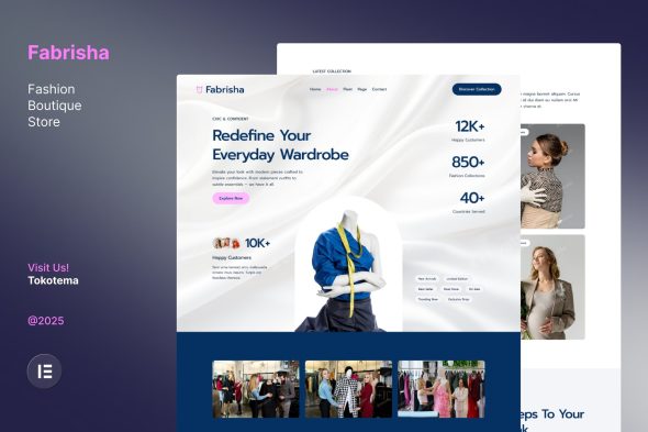Fabrisha  – Fashion Boutique Store Website Elementor Template Kit