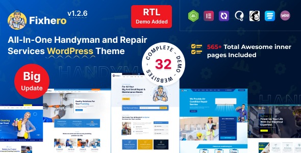Fixhero 1.2.6 – Handyman & Repair Services WordPress Theme