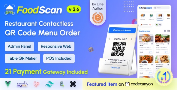 FoodScan 2.6 – Qr Code Restaurant Menu Maker and Contactless Table Ordering System with Restaurant POS
