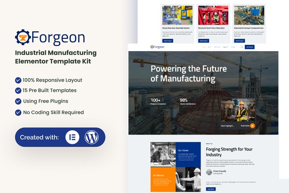 Forgeon  – Industrial & Manufacturing Elementor Template Kit