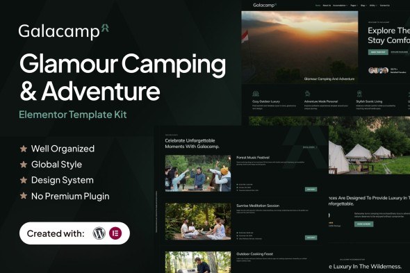 Galacamp  – Glamour Camping & Adventure Elementor Template Kit