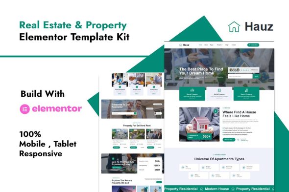 Hauz  – Real Estate & Property Elementor Pro Template Kit