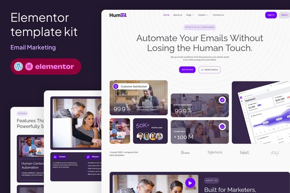 Humail  – Email Marketing Elementor Template Kit