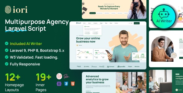 Iori Script 1.11.0 – Business Website for Company, Agency, Startup with AI writer tool & shopping cart