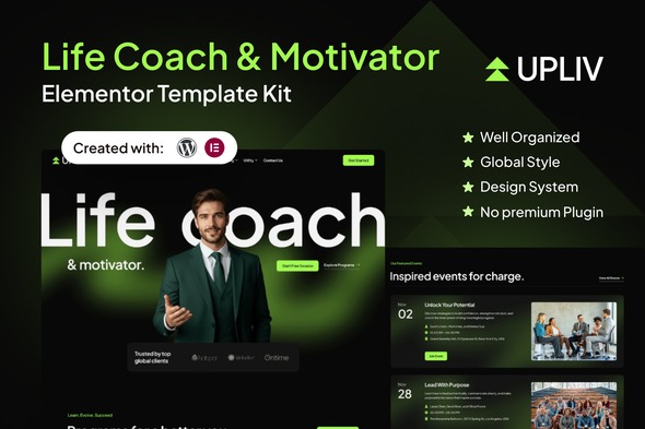Upliv  – Life Coach & Motivator Elementor Template Kit