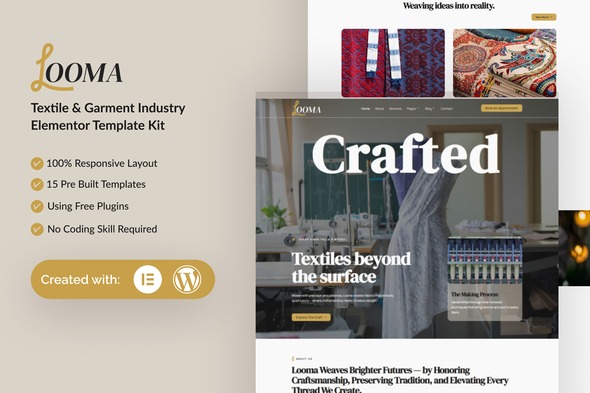 Looma  – Textile Garment Industry Elementor Template Kit