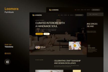 Loomora - Dark Handmade Furniture & Interior Design Website Elementor Template Kit