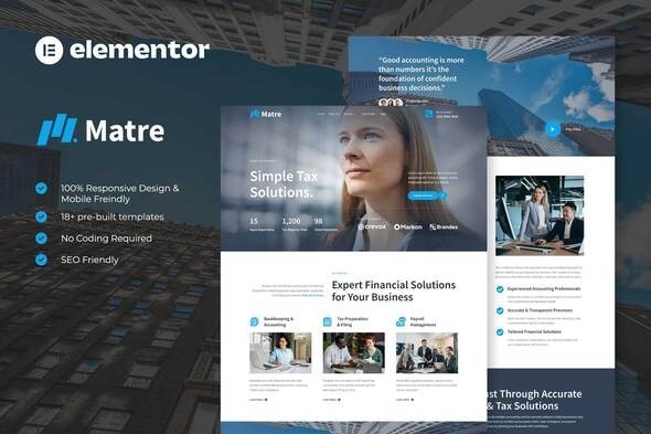 Matre  – Accounting & Tax Services Elementor Template Kit