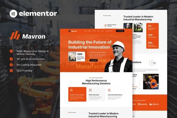 Mavron  – Industrial & Manufacturing Elementor Template Kit