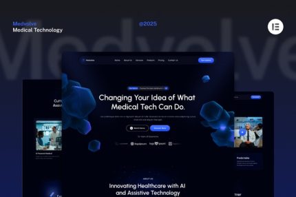 Medvolve - Dark Medical Assistive Technology Website Elementor Template Kit