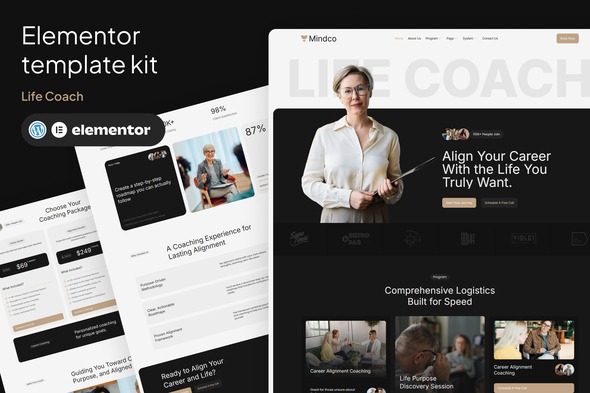 Mindco  – Life Coach & Counseling Elementor Template Kit