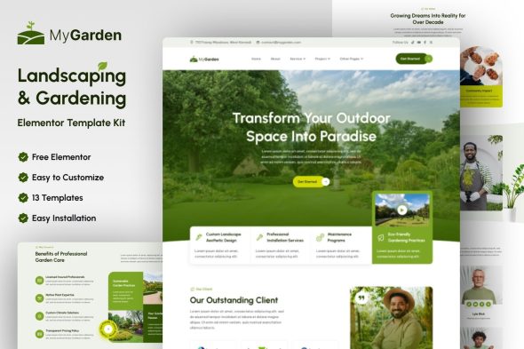 MyGarden  – Landscaping & Gardening Elementor Template Kit