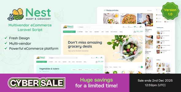 Nest 1.26.2 – Multivendor Organic & Grocery Laravel eCommerce