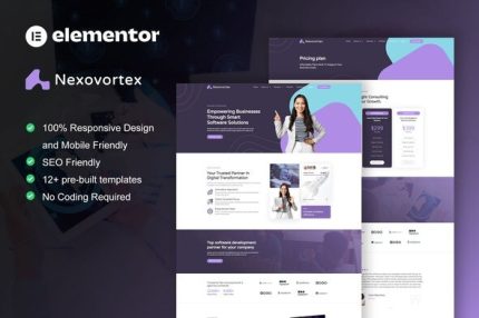 Nexovortex - Software Company Elementor Pro Template Kits