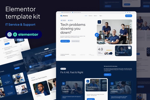 Nexolve  – IT Service & Support Elementor Template Kit
