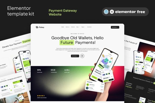 Pobay  – Online Payment Gateway Mobile Apps Elementor Template Kit