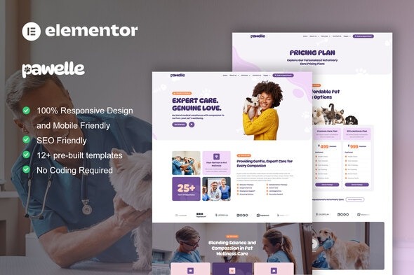 Pawelle  – Veterinary & Pet Care Elementor Pro Template Kit