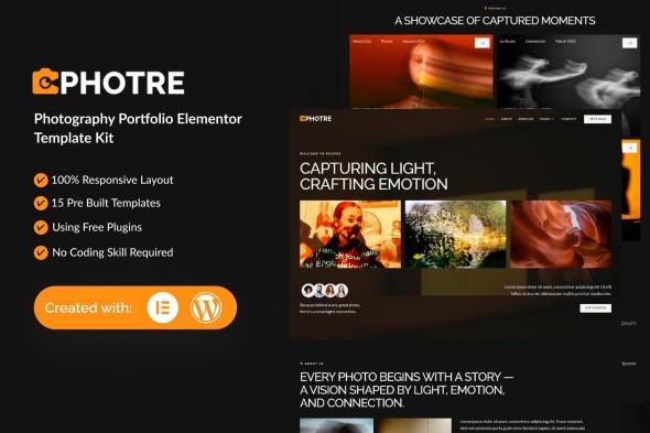 Photre  – Photography Portfolio Elementor Template Kit
