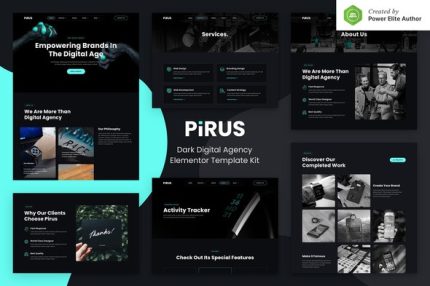 PIRUS - Dark Digital Agency Elementor Template Kits