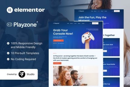 Playzone - Game Rental & Device Care Elementor Template Kit