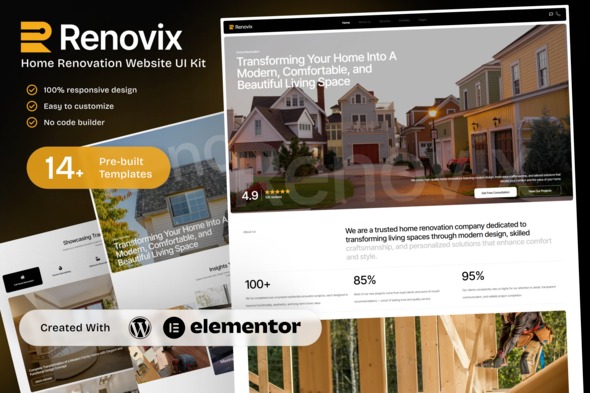 Renovix  – Home Renovation Elementor Template Kit