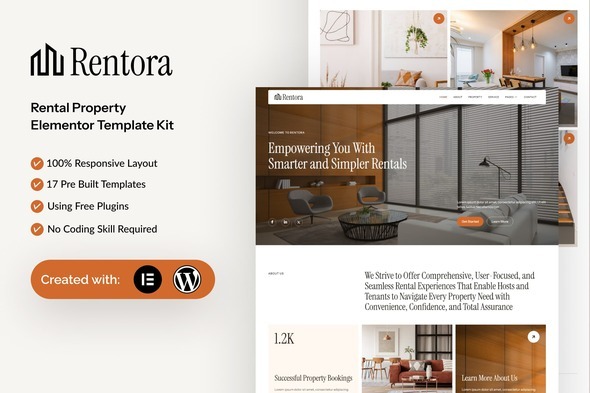 Rentora  – Rental Property Elementor Template Kit
