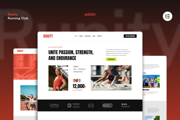 Runity  – Running Club Marathon & Sport Event Website Elementor Kit