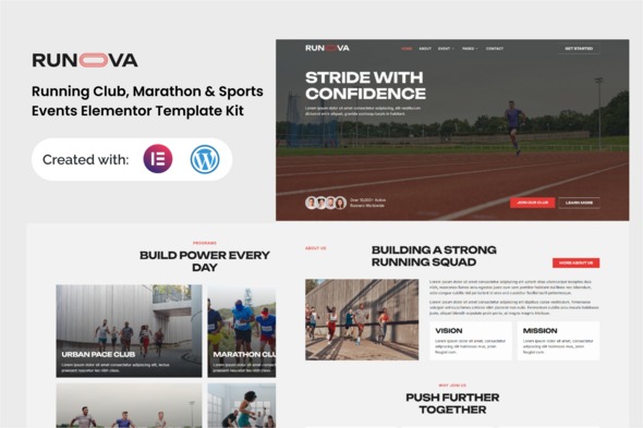 Runova  – Marathon & Sports Events Running Club Elementor Template Kit