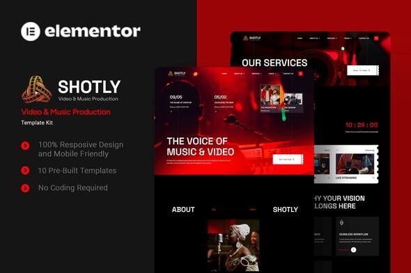 Shotly  – Video & Music Production Elementor Template Kit
