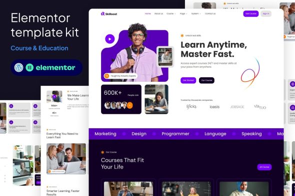 Skilloost  – Ecourse & Education elementor Template kit