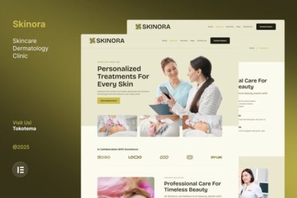 Skinora - Skincare Dermatology Clinic Website Elementor Template Kit