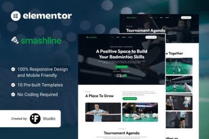 Smashline - Badminton Club & Academy Elementor Template Kit